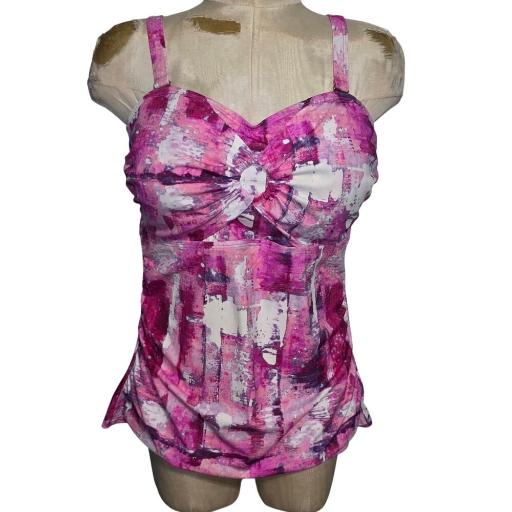 Susan Graver‎ Tankini Top Funky Pink White Size 16